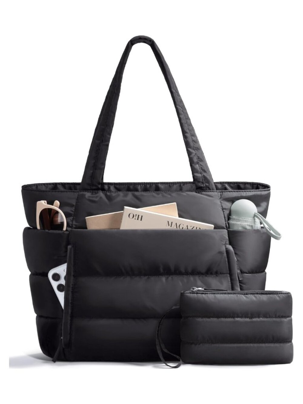 Puffer Tote Bag Lightweight Puffy Travel Gym Work Laptop Shoulder Bag